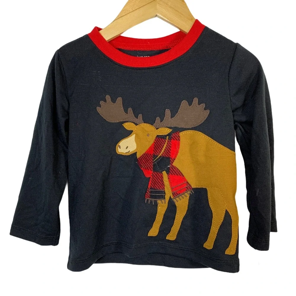 JOY knit moose with plaid scarf size‎ 18 months new